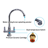 Robinet mélangeur moderne chaud et froid pour légumes, double poignée rotative en acier inoxydable pour évier de cuisine avec cartouche céramique