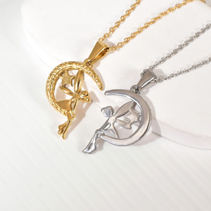 Colgante de Acero Inoxidable Olivia con Diseño de Ángel Hada Niña, Amuleto de Cupido para Hombre y Mujer, Colgantes de Moda de Oro de 18k para la Creación de Joyas - Product Image 6