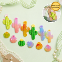 Cabochons en résine motif fleurs et cactus, embellissements végétaux assortis pour pinces à cheveux, nœuds, scrapbooking, décoration, vente en gros
