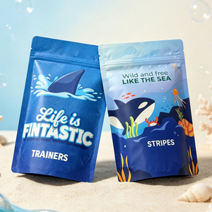 Custom Logo Stand Up Pouch Resealable Zipper Bag Cute Ocean Animal Print Packaging For <b>Kids</b> Gift Candy Pet Treats - Product Image 5
