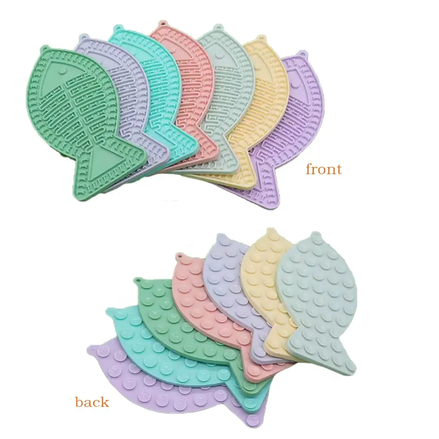 Custom Logo Fish shape PET Licking Pad Mats Food grade Silicone Slow Feeder Licking Mat Anxiety Relief Silicone Lick Pad for dog