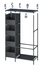 Armario Portátil Multifuncional Cuadrado con Barra para Colgar, Perchero Simple de Tela y Plástico para Sala de Estar - Product Image 4