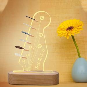 Light up Guitar Pick <b>Holder</b> LED Headstock Shaped Wooden Acrylic <b>Holder</b> USB Powered for Guitar Pick Storage Guitar Accessories - Product Image 3