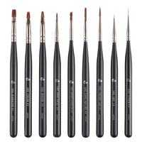 Ensemble de pinceaux 3D de haute qualité pour ongles avec vernis à gel PBT, doublure de cheveux plats, manche en bois, différentes tailles importées du Japon OEM