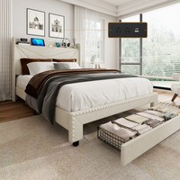 Bestseller Smartes Konvertierbares Softbett-Gestell mit Doppelten Aufbewahrungsschubladen Integrierter USB-Hub Verstellbare Kopfstütze für Apartment-Dekoration