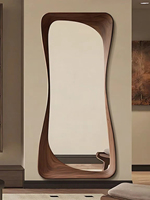 Miroir sur pied moderne en verre trempé Wabi Sabi, irrégulier, en bois massif antique, miroir de dressing, miroir pleine longueur pour salon