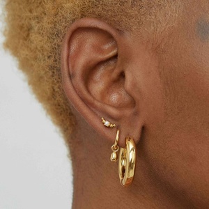 2025 fábrica al por mayor nueva Alta Calidad fina moda minimalista 925 plata esterlina 14K chapado en oro círculo aro Huggie pendientes - Product Image 6