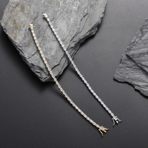 Pulsera de circonitas de una sola fila estilo Hip Hop clásico, pulsera de circonitas ovaladas de 3 mm, collar de moda Tanjing Lijing - Product Image 1