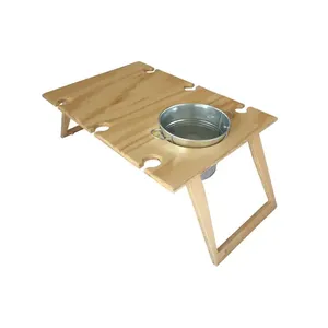 طاولة للنزهات قابلة للطي من الخشب الطبيعي مستطيلة وقابلة للنقل للاستخدام في الهواء الطلق والحديقة والتخييم والشاطئ