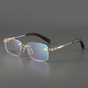 Jiojewカスタム医療処方レンズメンズビジネススタイル超軽量チタンリムレス眼鏡光学フレーム眼鏡 - Product Image 2