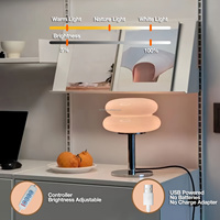 Lampe de table esthétique en forme de champignon orange, abat-jour en verre, à intensité variable, soufflée à la main, style moderne du milieu du siècle, lumière d'ambiance chaleureuse