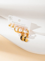 Nouvel ensemble de boucles d'oreilles clous plaquées or en gros pour femmes, boucles d'oreilles étoiles en métal creux, bijoux, boucles d'oreilles en acier inoxydable