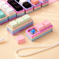 Porte-clés Fidget Clicker à 3 touches, pendentif de clé vierge à base dégradée, bouton-poussoir à interrupteur mécanique, joli cadeau