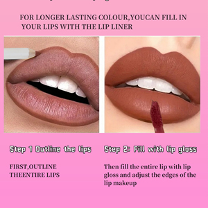 Kit lipstik Matte Lip Liner Makeup terbaik lipstik cair tahan air Logo kustom <span class=keywords><strong>Set</strong></span> Lipliner lipstik Label pribadi - Product Image 3