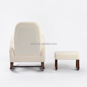 เก้าอี้ไม้กำมะหยี่สำหรับห้องนั่งเล่นของโรงแรมแบบปรับเอนได้เก้าอี้โยกพร้อมสำเนียงออตโตมันร่อน - Product Image 6