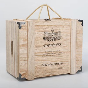 กล่องไม้ใส่ไวน์ 6 ขวด ทรงสี่เหลี่ยม งานแฮนด์เมด ของขวัญ งานฝีมือ ไม้สน - Product Image 4