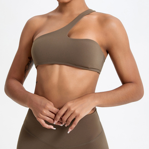 Logo personnalisé Fitness vêtements <span class=keywords><strong>de</strong></span> yoga couleur unie sans manches respirant femmes une épaule soutiens-gorge <span class=keywords><strong>de</strong></span> <span class=keywords><strong>sport</strong></span> hauts d'entraînement <span class=keywords><strong>de</strong></span> gymnastique - Product Image 1