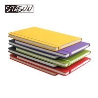 Carnet en cuir PU coloré STASUN A5 A6 avec logo personnalisé, couverture rigide et bande élastique pour l'école, le bureau et les fournitures scolaires