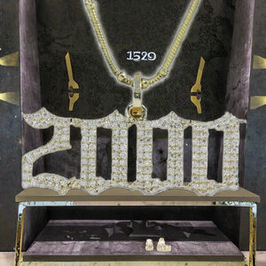 Collier unisexe Hip Hop avec pendentif requin en cuivre plaqué or véritable et zircon, breloque animale de dessin animé bicolore, bijoux bling pour enfants - Product Image 3