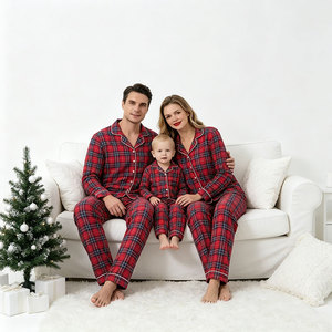 Wholesale Matching Family Christmas <b>Pajamas</b> <b>Set</b> Red Plaid Button Down Sleepwear Custom Holiday PJs <b>for</b> Adults Kids Baby - Product Image 3