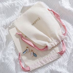 Low MOQ Recycled Canvas <b>Drawstring</b> <b>Pouch</b> Bag Customized Eco-friendly Dust Bag With Logo - Product Image 1