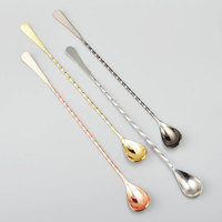 Cuillère à cocktail torsadée à long manche en acier inoxydable KLP, accessoire de bar, disponible en tailles 30 cm et 40 cm pour mélanger les boissons
