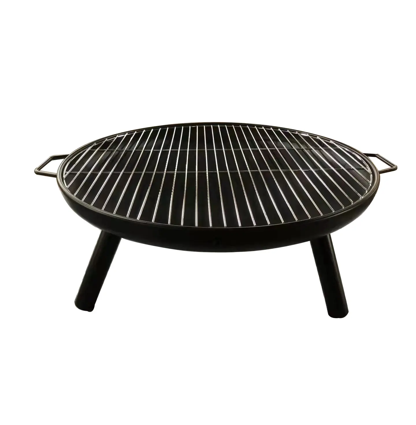 Schwarze runde Holzverbrennung-Feuerpfeife Gartenofen Freiluft-Camping Eisen BBQ Grills Schale Feuerstelle mit Kochgitter