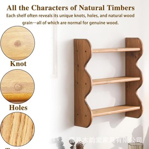 Étagère murale en bois à trois niveaux Woody Tang, couleur naturelle, 3 couches, pour cuisine, salon, salle de bain, entrée - Product Image 5