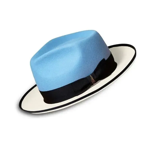 Blue <b>Wool</b> Fedora Hat With Black Band 56-58CM Unisex Adult Casual European Style - Product Image 2
