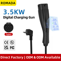 Chargeur EV portable 3,5 kW 16A Type 2 avec écran LCD, certifié CE UKCA RoHS