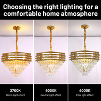 Lustre LED moderne de luxe en or, réglable en hauteur, suspendu pour salon, chambre, salle à manger, hôtel, luminaire suspendu en cristal