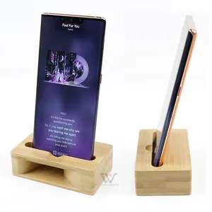 Bambu alami pemegang pengeras suara telepon penyangga Tablet berdiri pengeras suara Mini multifungsi suara ponsel