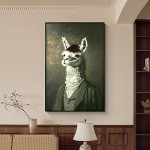 Décoration de la maison Mixed Media Art Alpaga 3D <span class=keywords><strong>Peinture</strong></span> Physique Creative Animal Modélisation Wall Art <span class=keywords><strong>Peinture</strong></span> À L'huile À La Main - Product Image 2