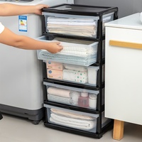 Commode de rangement en plastique transparent à 5 niveaux avec tiroirs pour l'organisation du salon, des vêtements, des jouets, des livres