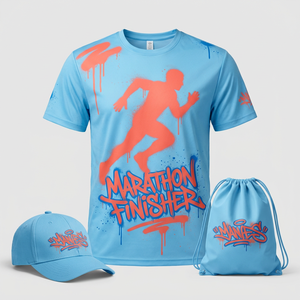 Conjunto de Camiseta y Pantalones Cortos para Correr, Antibacteriano con Nanotecnología de Plata, Logotipo Personalizado, Tejido de Malla de Secado Rápido, para Día de Carrera - Product Image 1