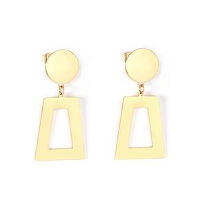 Pendientes de Moda con Patrón Geométrico, Combinación de Chapado en Oro de 18K y Acero Inoxidable, Pendientes Colgantes para Mujer - Product Image 1
