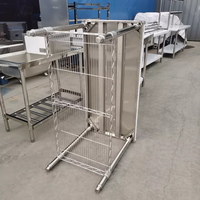 Équipement hôtelier industriel, table de préparation de cuisine commerciale à 2 niveaux en acier inoxydable, revêtement auto-nettoyant, capacité de charge de 300 kg/m