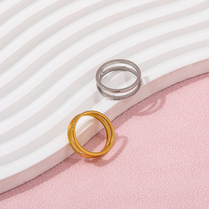 High End 18K Pvd Vergulde Dubbellaags Sierlijk Zirkonia Paar Ringen Rvs Vrouwen Ringen Bezoedelde Gratis Sieraden - Product Image 4