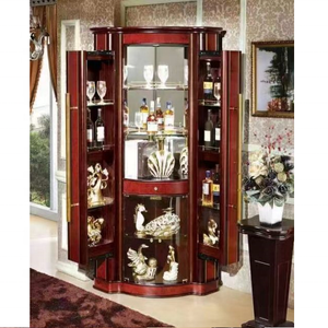 Vitrina de Madera Roja para Vinos, Mueble Clásico de Metal para Cocina, Mueble Moderno de Acero Inoxidable para Sala de Estar, 1 Set T/T - Product Image 3