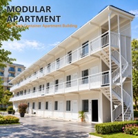 Maison Modulaire Préfabriquée Démontable Moderne en Conteneurs, Appartement Résidentiel en Panneaux Sandwich avec Balcon et Escalier