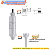 Transmitter Tekanan dan Suhu Kompak HIGHJOIN HPTM182 1/4" Sensor Terintegrasi RS485 OEM/ODM Baja Anti Karat IP65/IP66/IP67