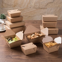 Boîtes à emporter en papier, emballages jetables pour emporter, résistants au micro-ondes, anti-fuites et anti-graisse, boîtes à repas en kraft