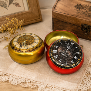 Vintage Pocket Watch Shaped Round Tin <b>Box</b> Custom Printed Novelty <b>Metal</b> Tin Can for Tea Candy Chocolate Gift Packaging - Product Image 1