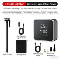 Compresseur d'air sans fil 6000 mAh pour voiture, gonfleur de pneus 150 PSI, double usage filaire et sans fil, 12 V, arrêt automatique, matériau ABS, gonflage rapide, LED