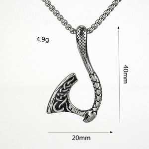 Collar con Colgante de Hacha Vikinga de Acero Inoxidable para Hombre, Estilo Retro Hip Hop, Diseño Geométrico, Forma de Espada Asimétrica, Joyería de Moda - Product Image 5