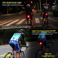 Luz trasera LED para bicicleta, alarma antirrobo inalámbrica, luces traseras intermitentes rojas automáticas, luz estroboscópica de seguridad alimentada por batería