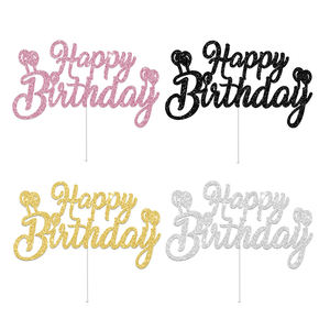 Decorazioni per Torte di Compleanno, Topper Glitterati 'Happy Birthday' per Feste a <span class=keywords><strong>Tema</strong></span> e Anniversari - Product Image 1