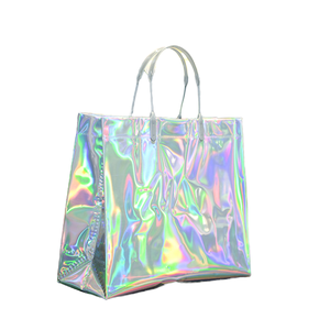 Borsa da Shopping Personalizzata per Donna, Colorata, Olografica Laser, Trasparente, Impermeabile in PVC, Fondo Quadrato, per Regali e Supermercato - Product Image 1