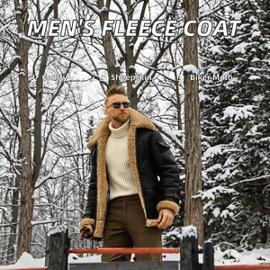 Chaqueta de Cuero de Longitud Media para Hombre, Premium, Tejida, Invernal, Cortavientos, Impermeable, Transpirable, con Cuello Alto, Bolsillos, Color Sólido - Product Image 3