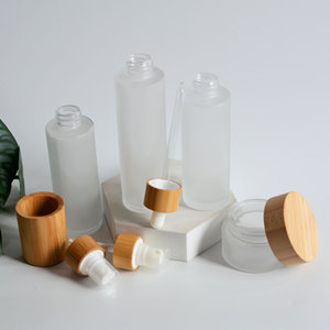 <span class=keywords><strong>Frosted</strong></span> <span class=keywords><strong>Glass</strong></span> mỹ phẩm bao bì Set, phun Lotion Con lăn dropper chai tre có nắp đậy vẻ đẹp bao bì chăm sóc da bao bì Set - Product Image 3